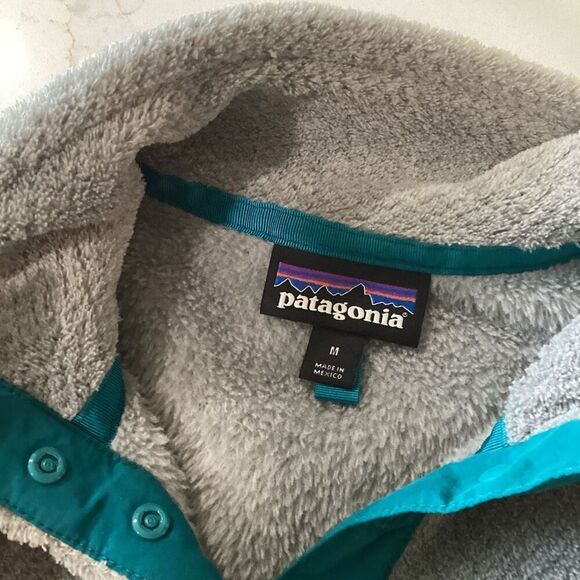 Patagonia Womens Retool Snap T Fleece Pullover Sz M Gray Teal - Picture 5 of 8